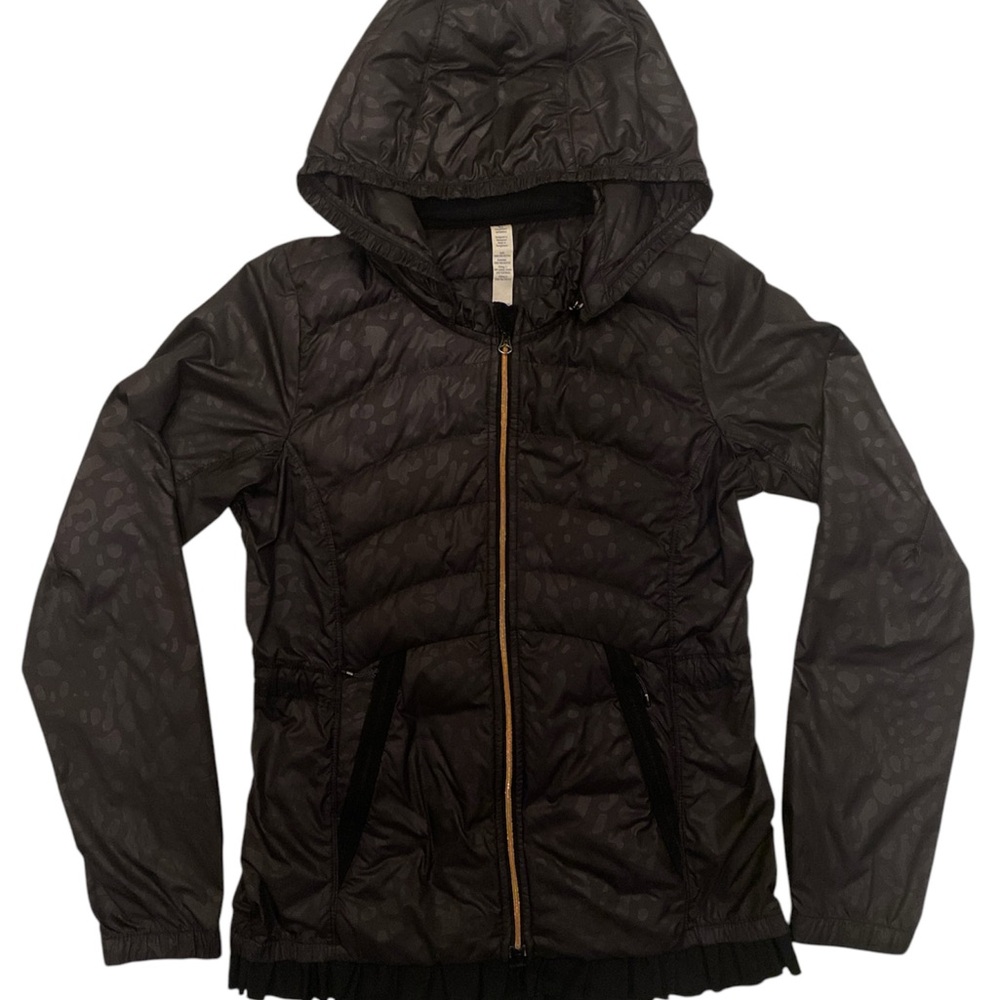 Lululemon Spring Fling Puffy Goose Down Windbreaker Black Ruffle Jacket